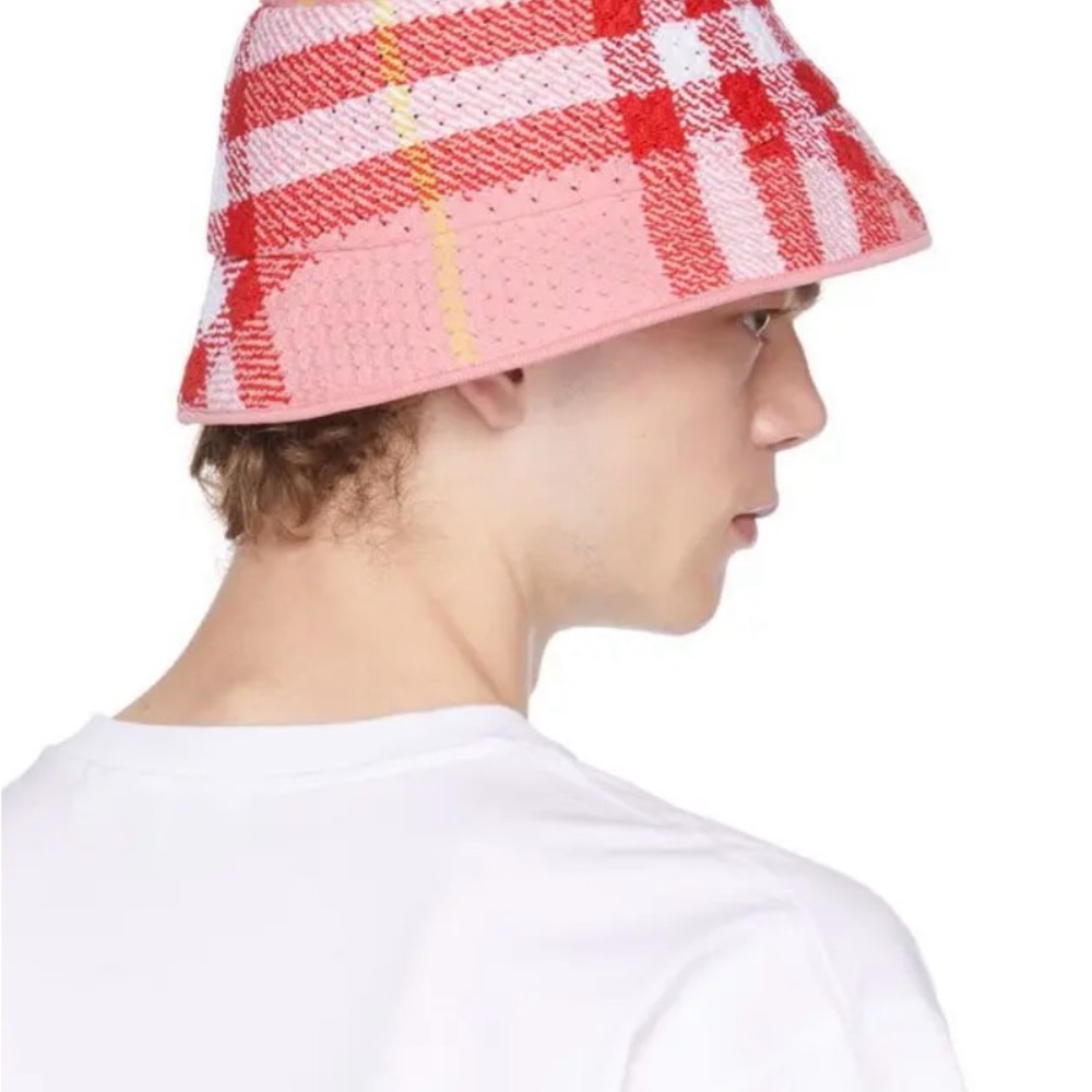 Burberry Pink and Red Plaid Bucket Hat